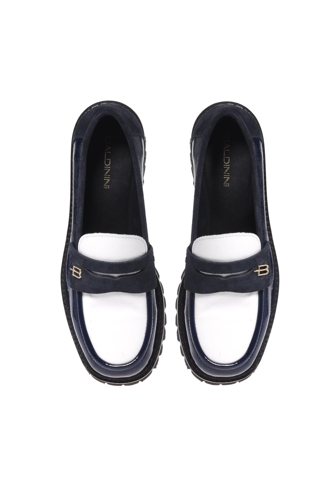 Blue and white Naplak loafers