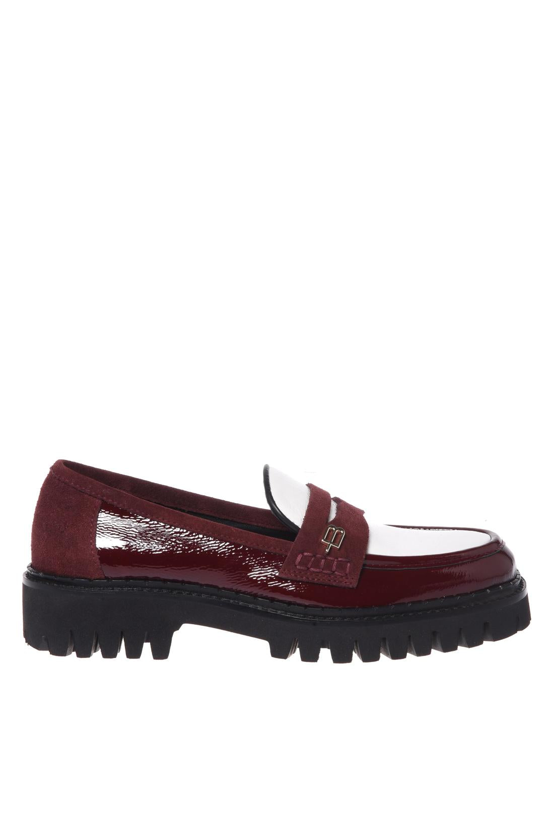 Baldinini-Burgundy and white Naplak leather loafers-Flache Schuhe-Black-Deal-Outlet-by-ARCHIVIST
