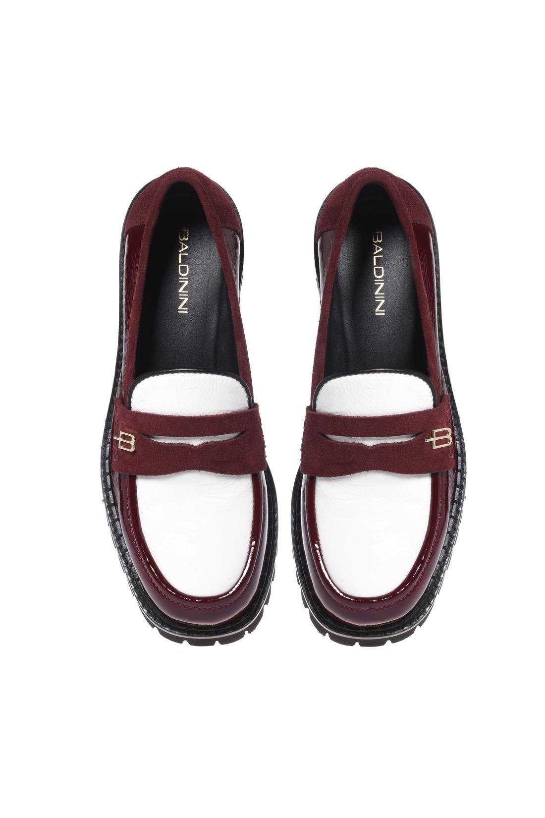 Baldinini-Burgundy and white Naplak leather loafers-Flache Schuhe-Black-Deal-Outlet-by-ARCHIVIST