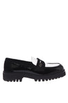 Baldinini-Black and white Naplak leather loafers-Flache Schuhe-Black-Deal-Outlet-by-ARCHIVIST