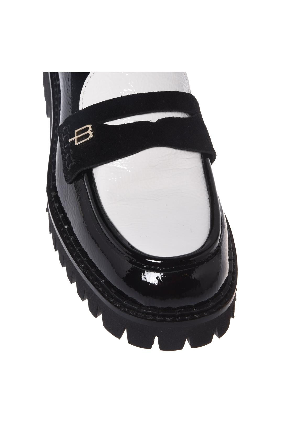 Baldinini-Black and white Naplak leather loafers-Flache Schuhe-Black-Deal-Outlet-by-ARCHIVIST