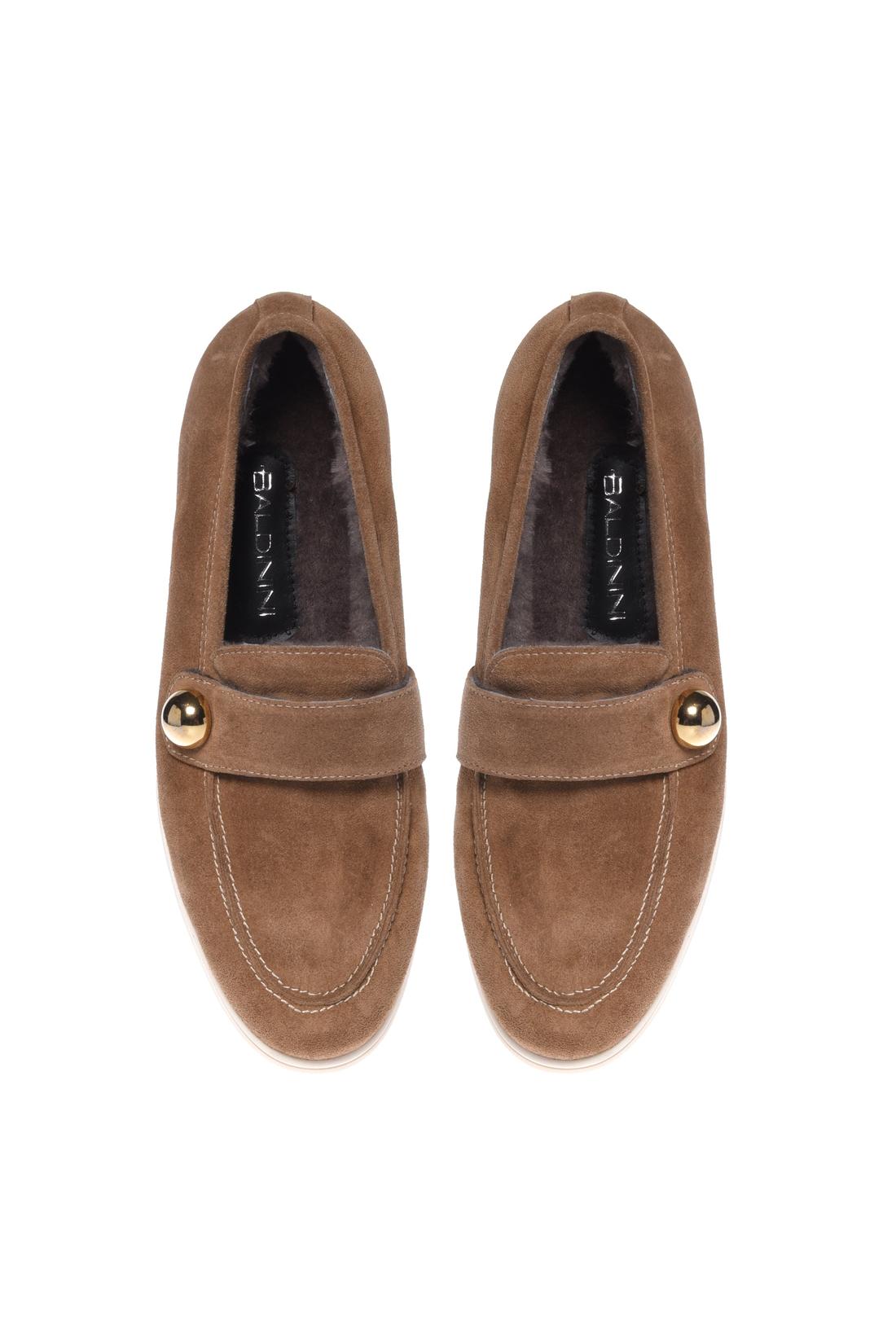 Beige suede leather loafers
