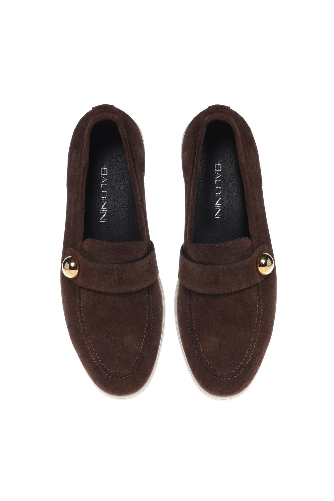 Dark brown suede leather loafers