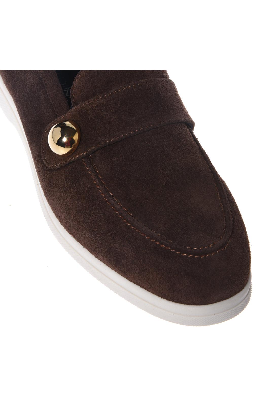 Dark brown suede leather loafers