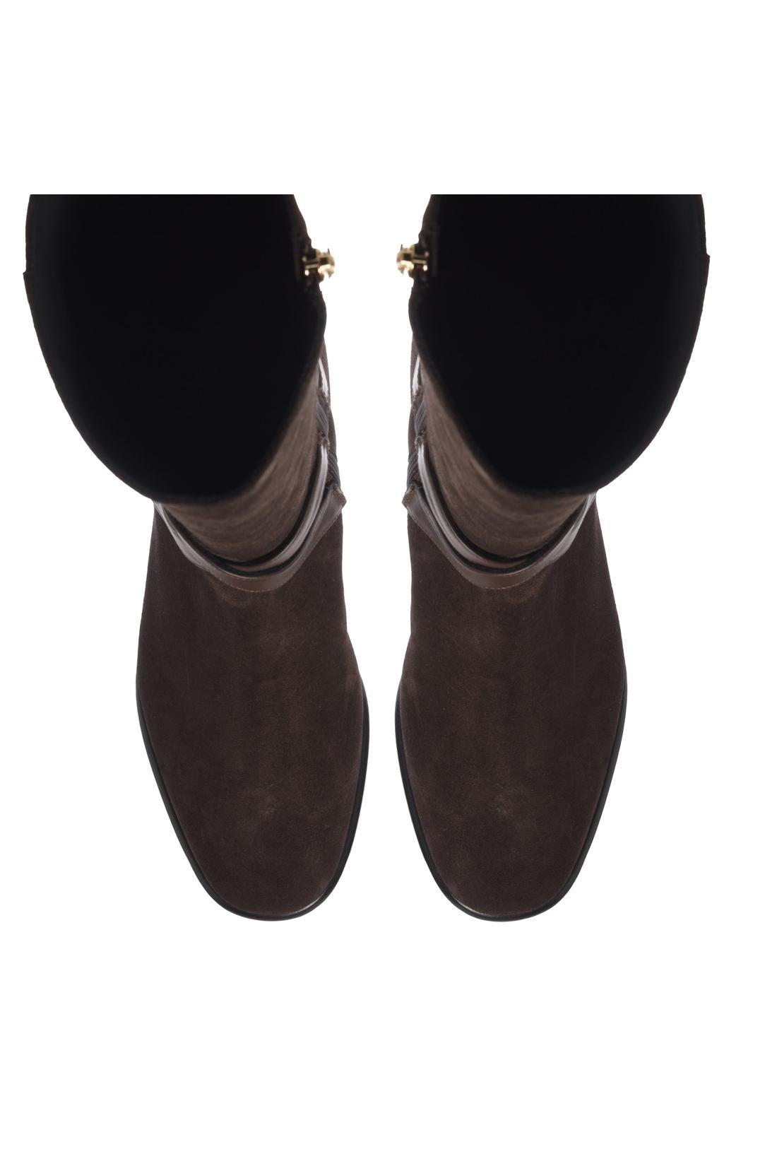 Baldinini-Dark brown suede and leather boots-Stiefel & Stiefeletten-Black-Deal-Outlet-by-ARCHIVIST