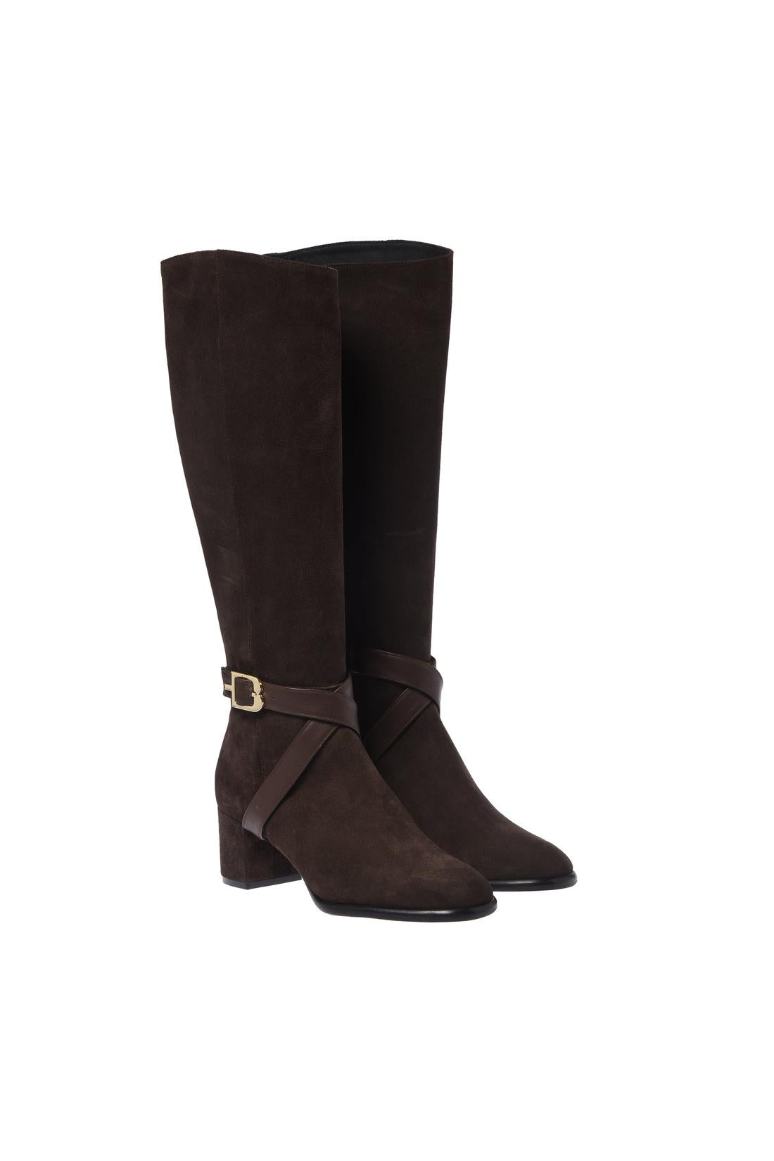 Baldinini-Dark brown suede and leather boots-Stiefel & Stiefeletten-Black-Deal-Outlet-by-ARCHIVIST