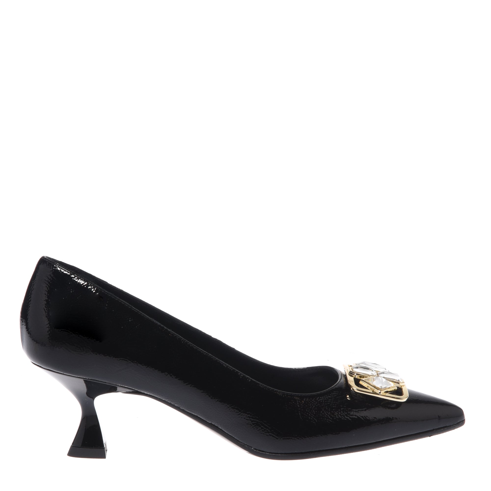 Black Naplak leather court shoes
