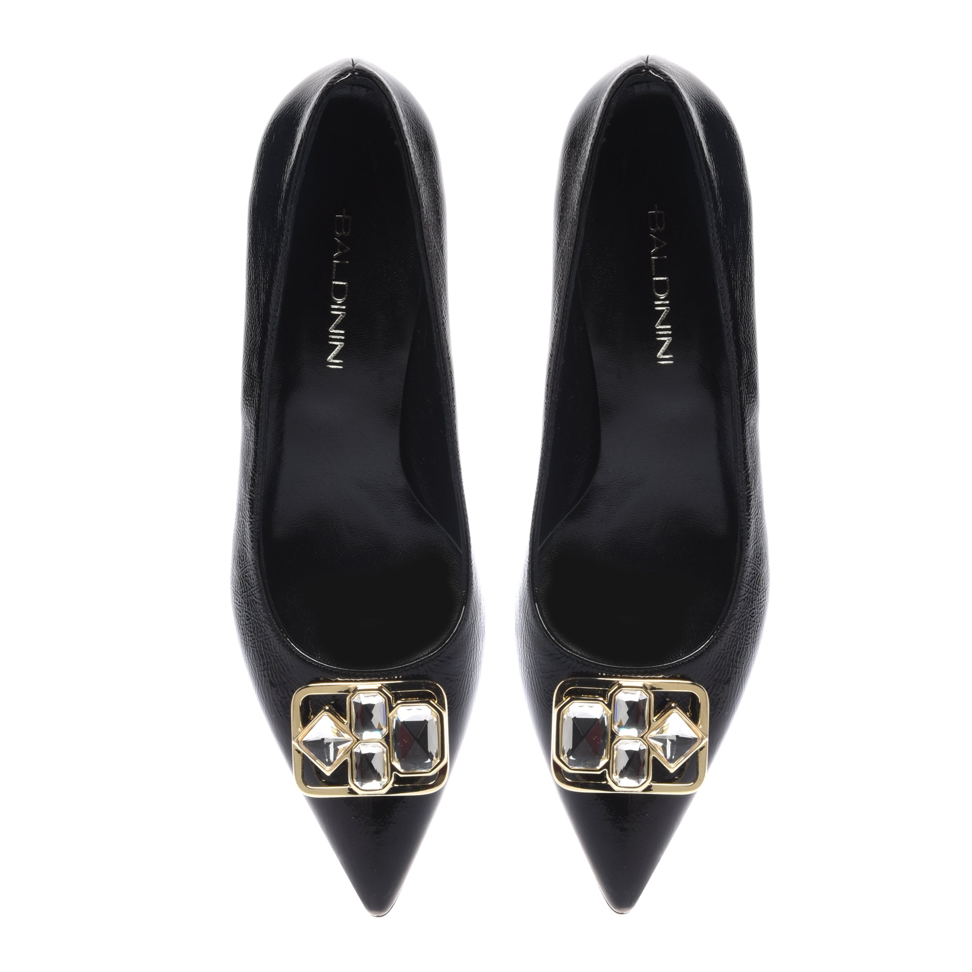 Black Naplak leather court shoes