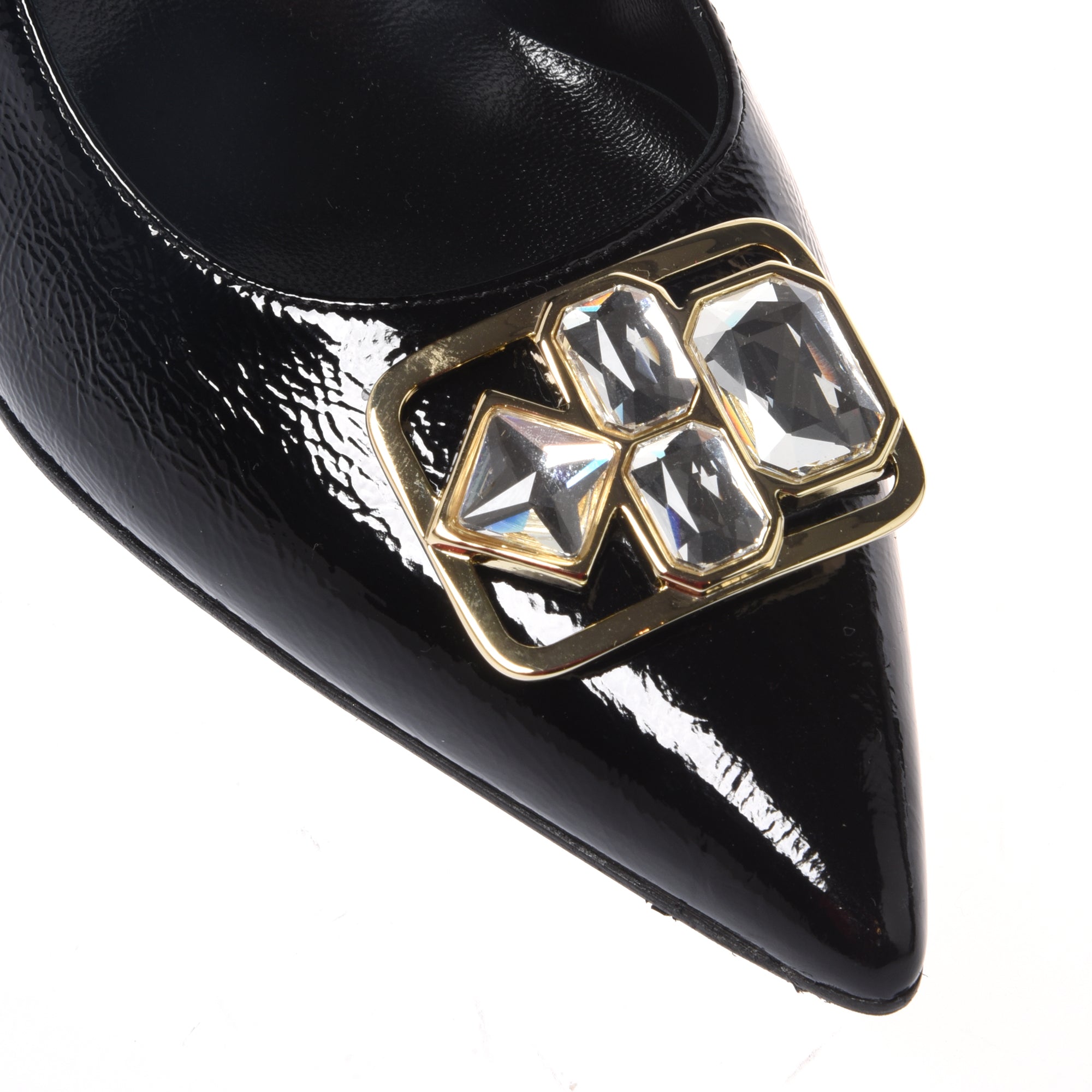Black Naplak leather court shoes