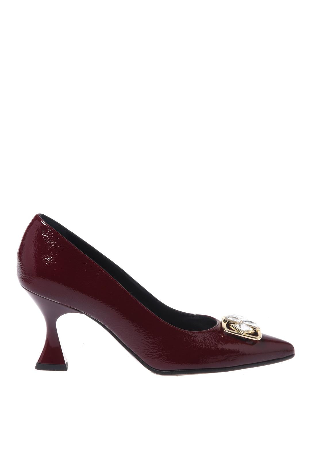 Baldinini-Burgundy Naplak leather court shoes-Pumps-Black-Deal-Outlet-by-ARCHIVIST