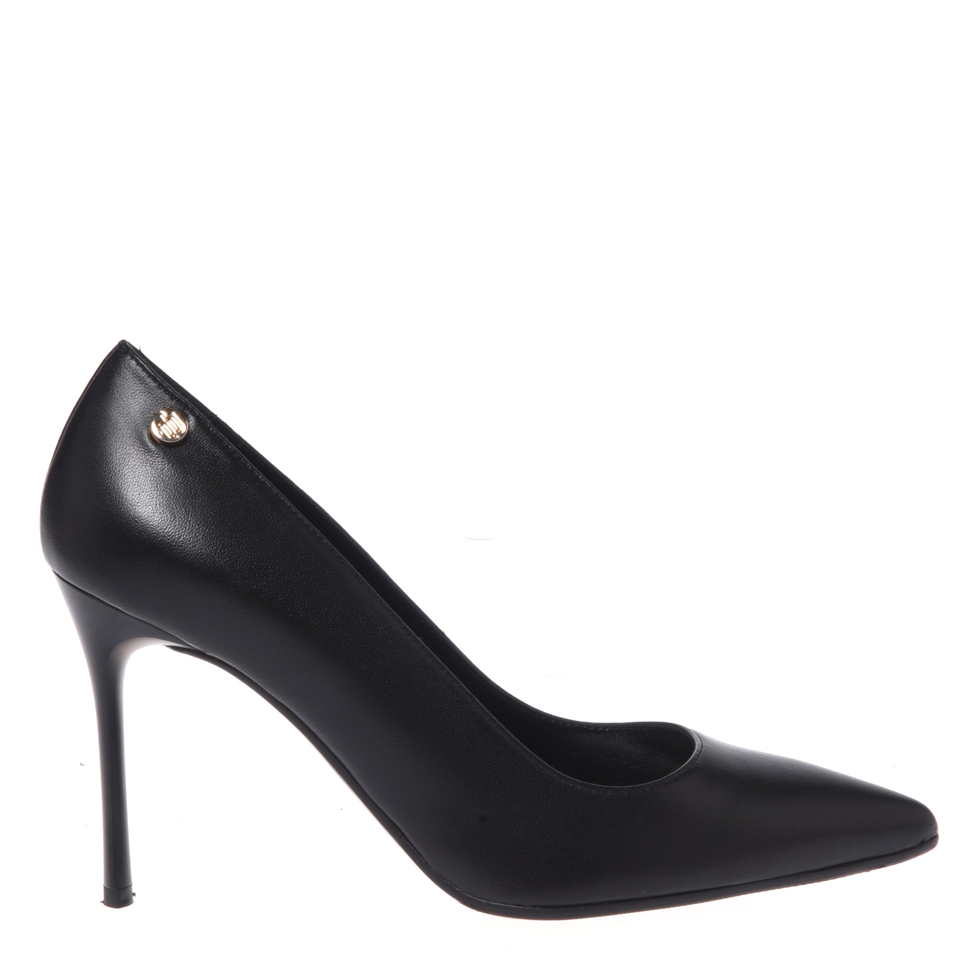 Black Nappa leather court shoes