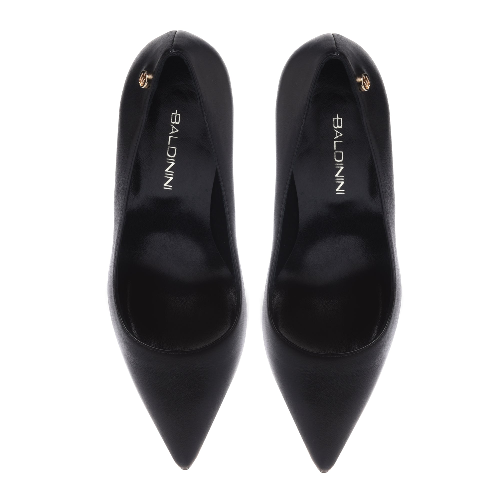 Black Nappa leather court shoes