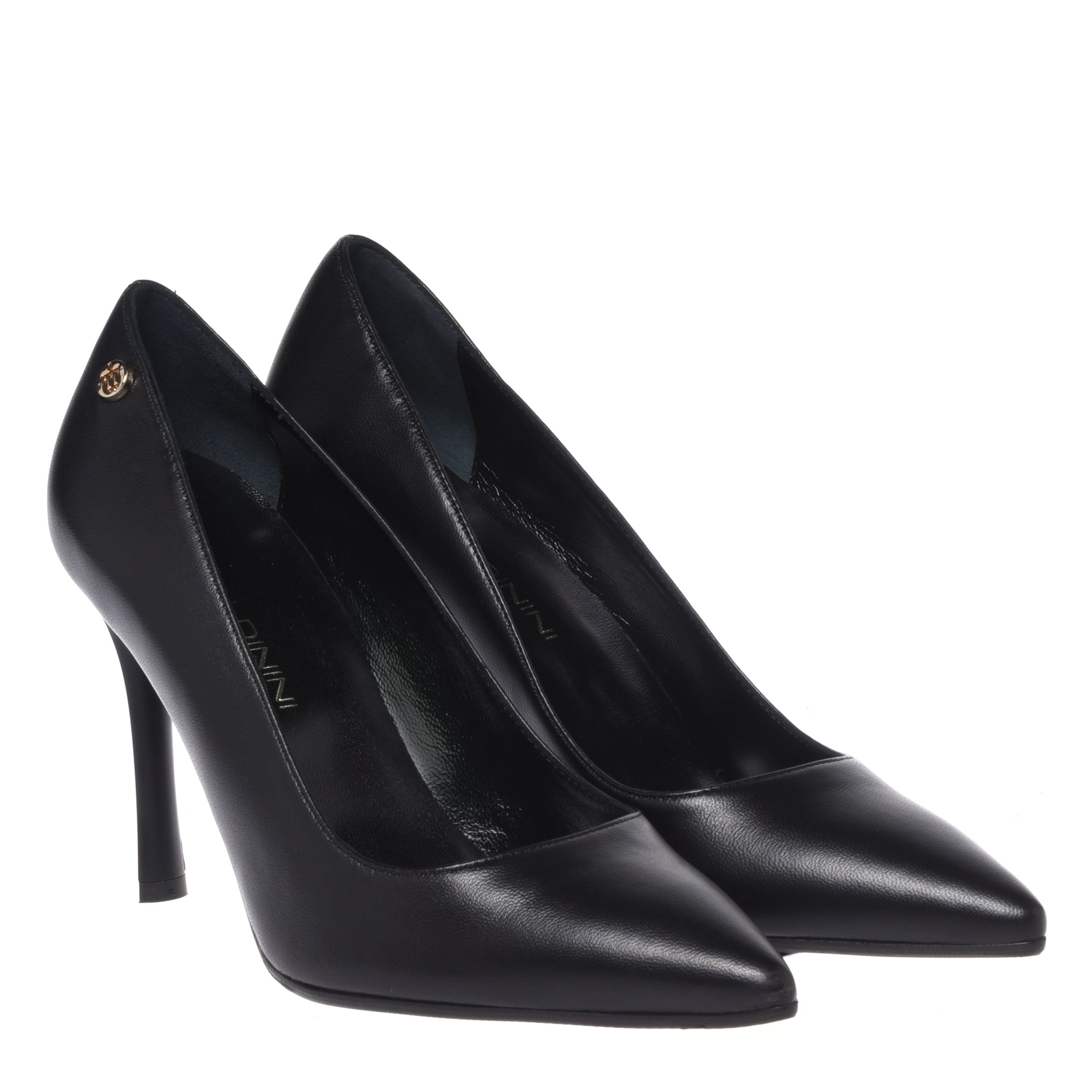 Black Nappa leather court shoes