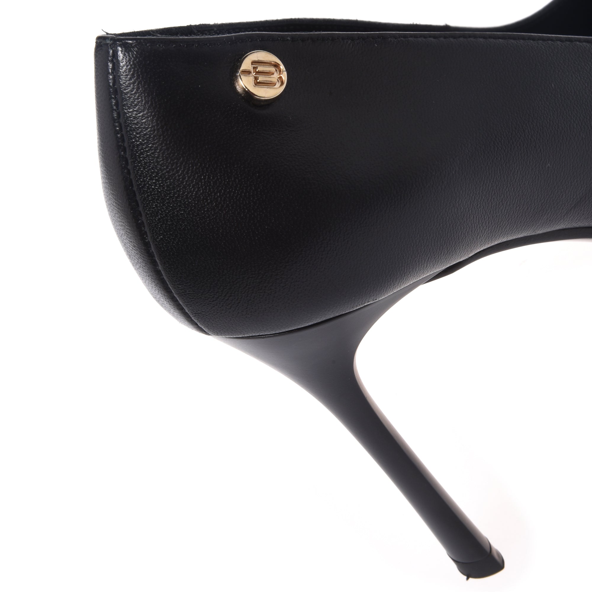 Black Nappa leather court shoes