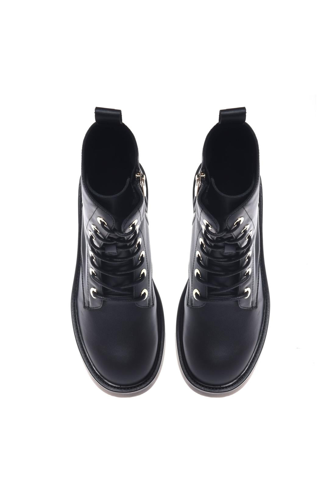 Combat boot in leather black-Baldinini-OUTLET-ARCHIVIST-ARCHIVE-SALE