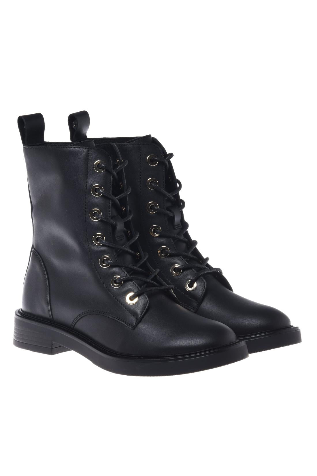 Combat boot in leather black-Baldinini-OUTLET-ARCHIVIST-ARCHIVE-SALE