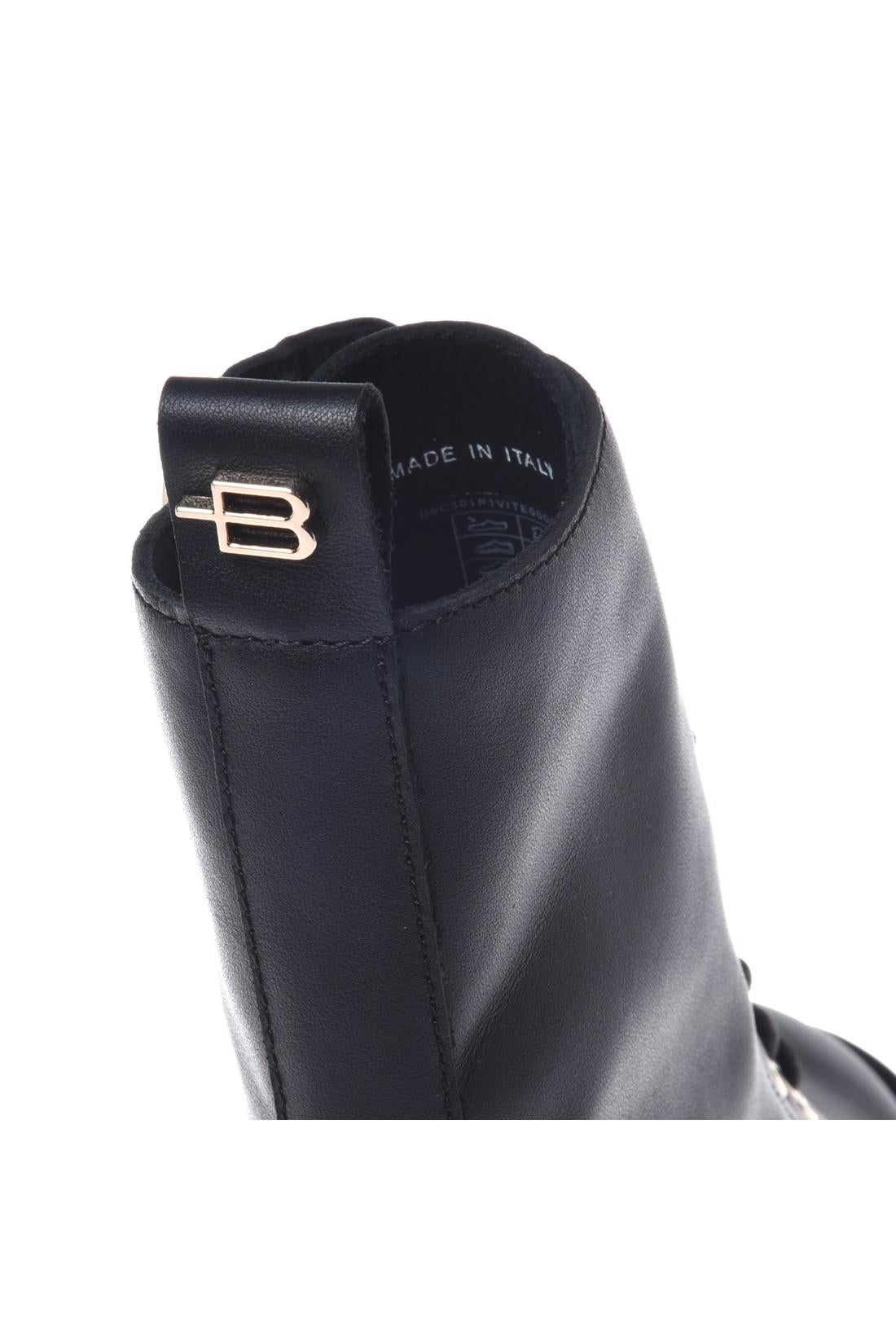 Combat boot in leather black-Baldinini-OUTLET-ARCHIVIST-ARCHIVE-SALE