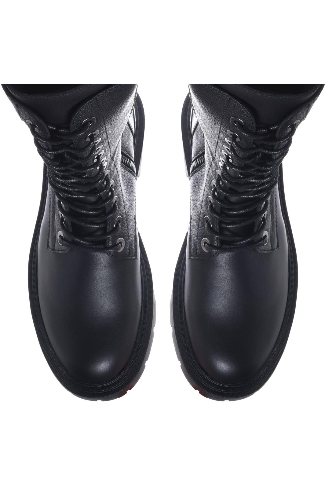 Combat boot in tumbled leather and leather black-Baldinini-OUTLET-ARCHIVIST-ARCHIVE-SALE