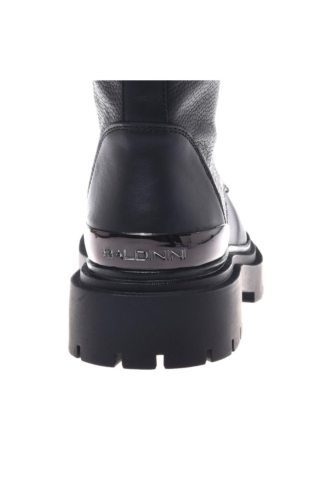Combat boot in tumbled leather and leather black-Baldinini-OUTLET-ARCHIVIST-ARCHIVE-SALE