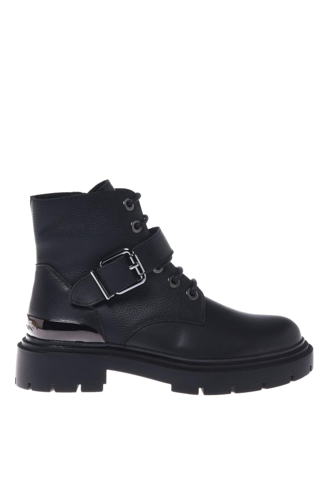 Combat boot in leather black-Baldinini-OUTLET-35-NERO-ARCHIVIST-ARCHIVE-SALE