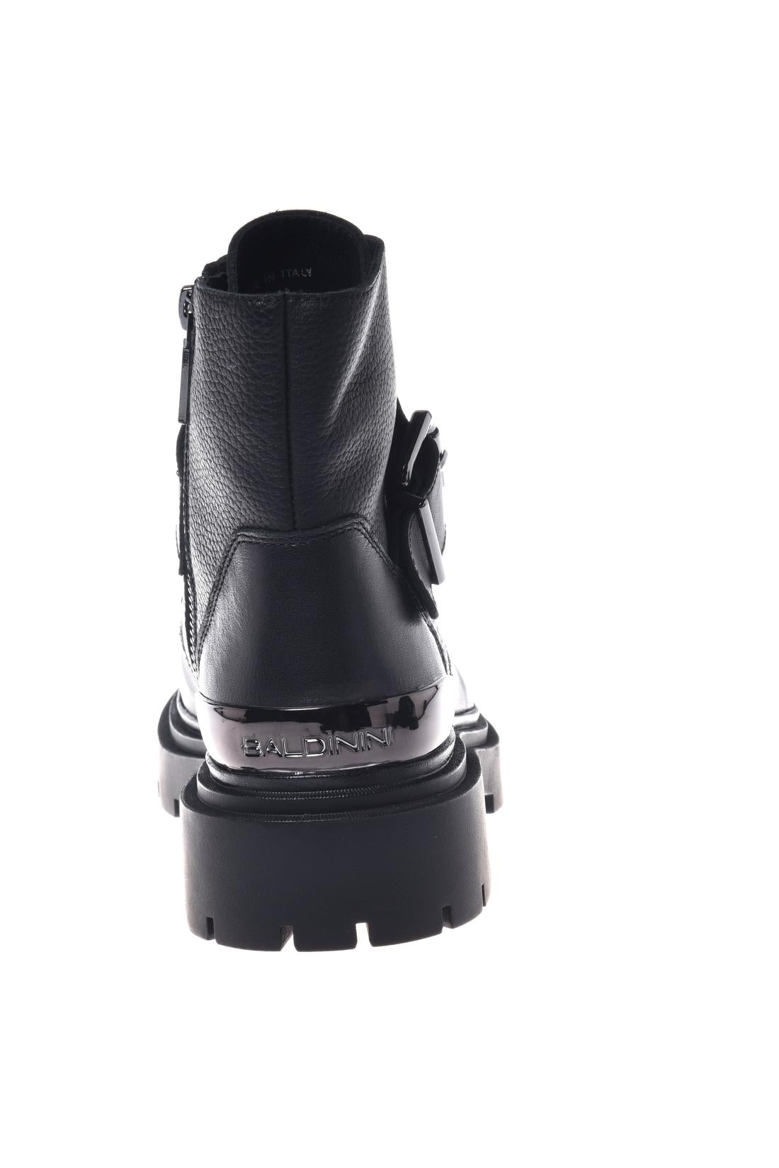 Combat boot in leather black-Baldinini-OUTLET-ARCHIVIST-ARCHIVE-SALE