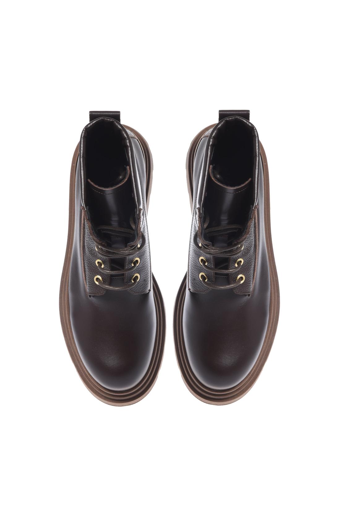 Dark brown leather combat boots-Baldinini-ARCHIVIST
