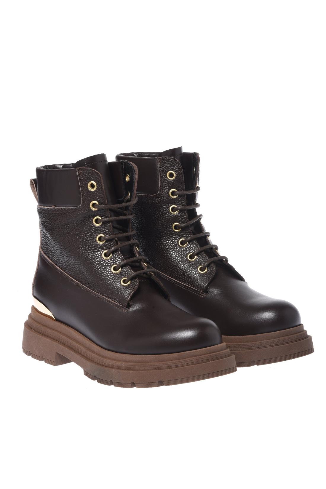 Dark brown leather combat boots-Baldinini-ARCHIVIST