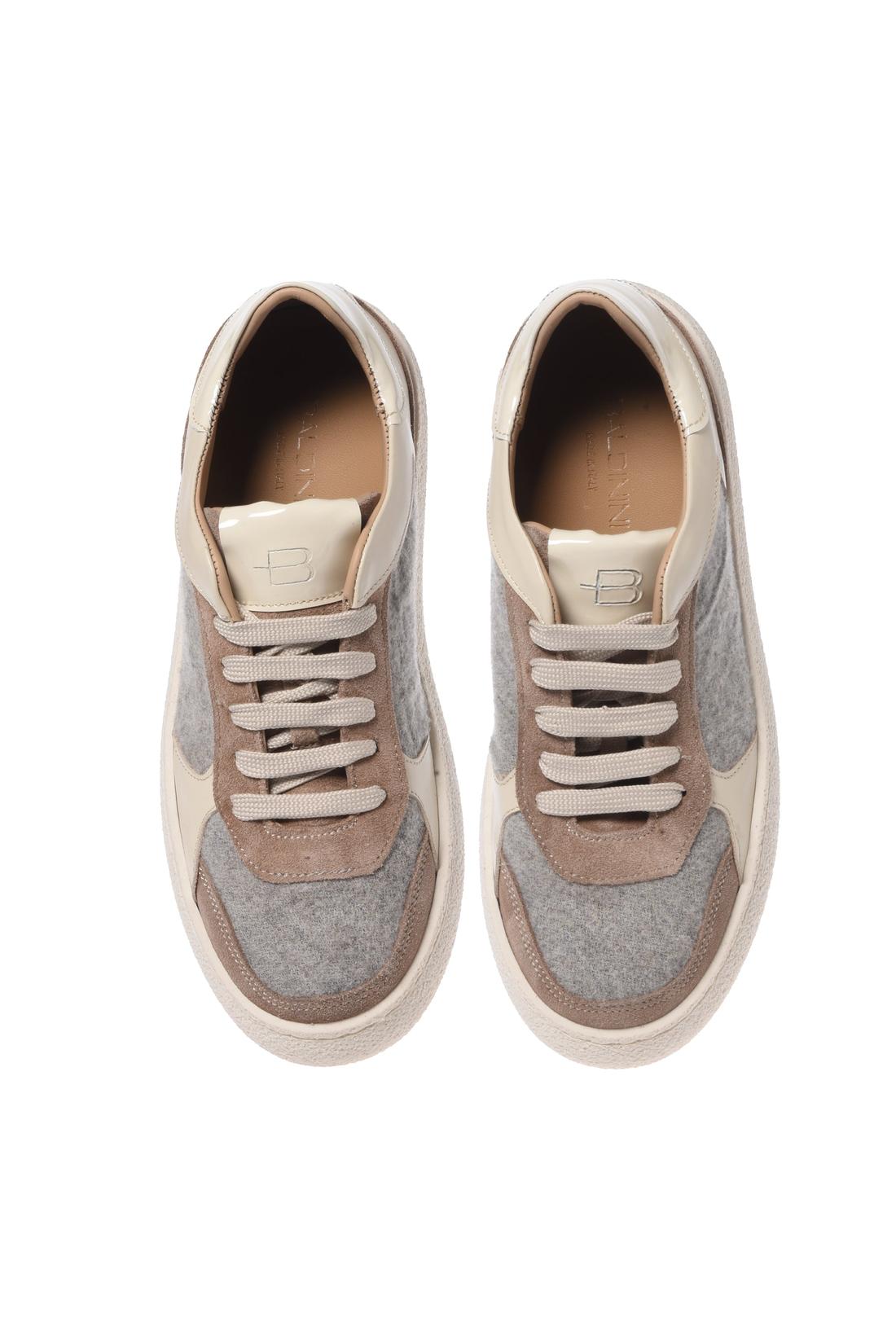 Baldinini-Beige suede leather and grey woollen fabric trainers-Sneaker-Black-Deal-Outlet-by-ARCHIVIST