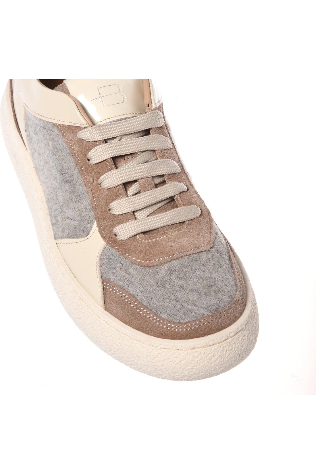 Baldinini-Beige suede leather and grey woollen fabric trainers-Sneaker-Black-Deal-Outlet-by-ARCHIVIST