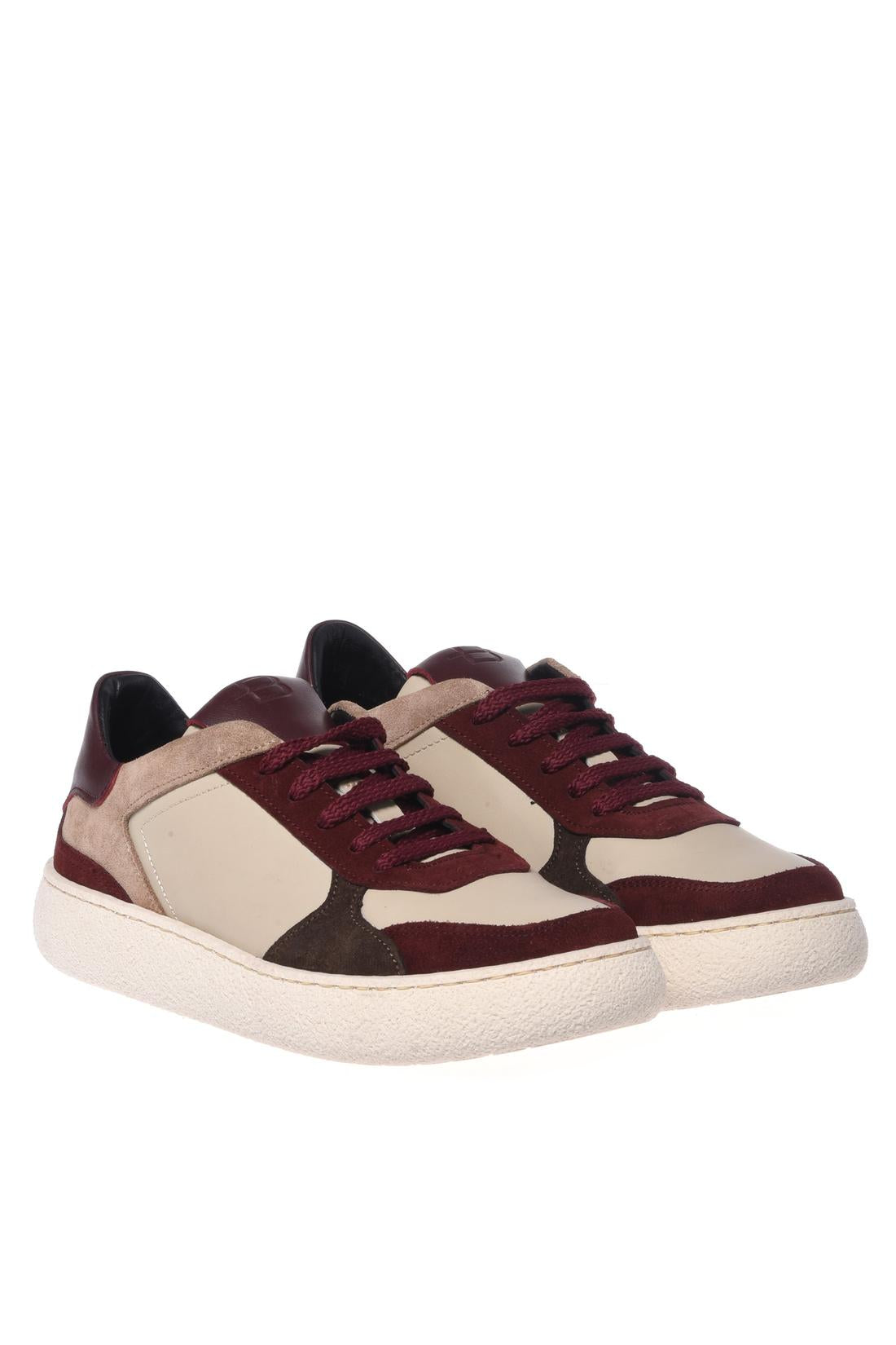 Baldinini-Burgundy suede leather and nude leather trainers-Sneaker-Black-Deal-Outlet-by-ARCHIVIST