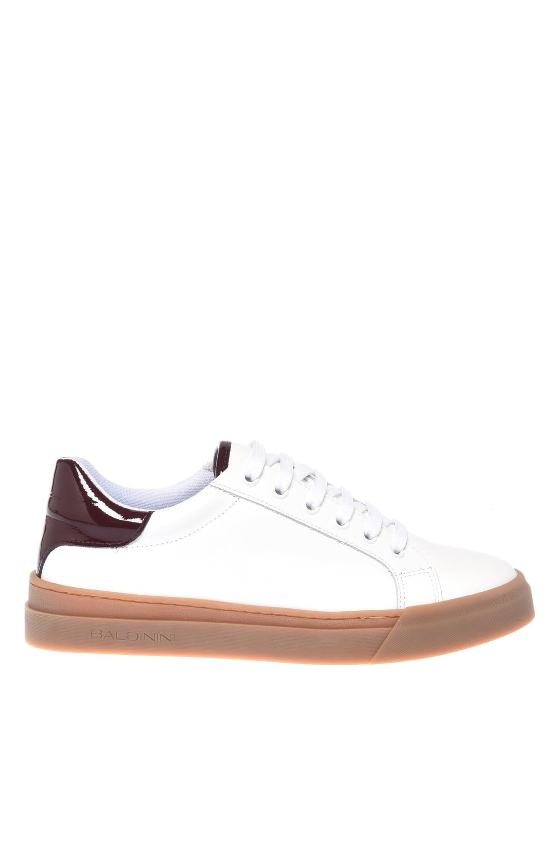 Baldinini-Sneaker in white leather and bordeaux naplak-Sneaker-Black-Deal-Outlet-by-ARCHIVIST