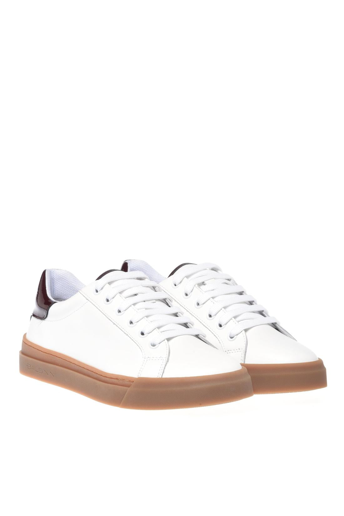 Baldinini-Sneaker in white leather and bordeaux naplak-Sneaker-Black-Deal-Outlet-by-ARCHIVIST