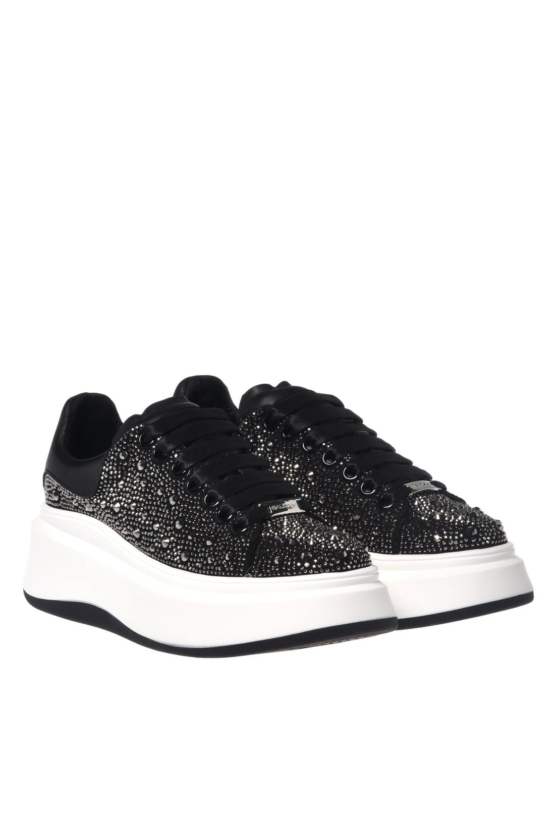 Baldinini-Sneaker with rhinestones in black leather-Sneaker-Black-Deal-Outlet-by-ARCHIVIST