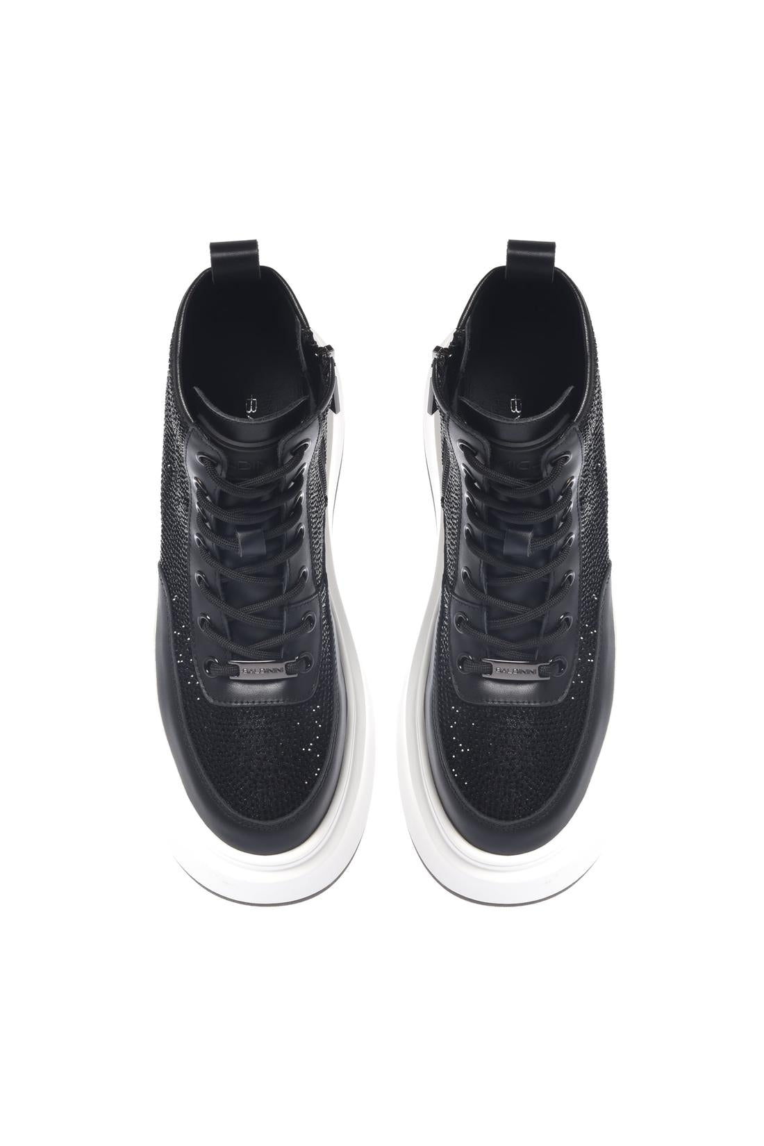 Baldinini-Black leather and rhinestone sneakers-Sneaker-Black-Deal-Outlet-by-ARCHIVIST