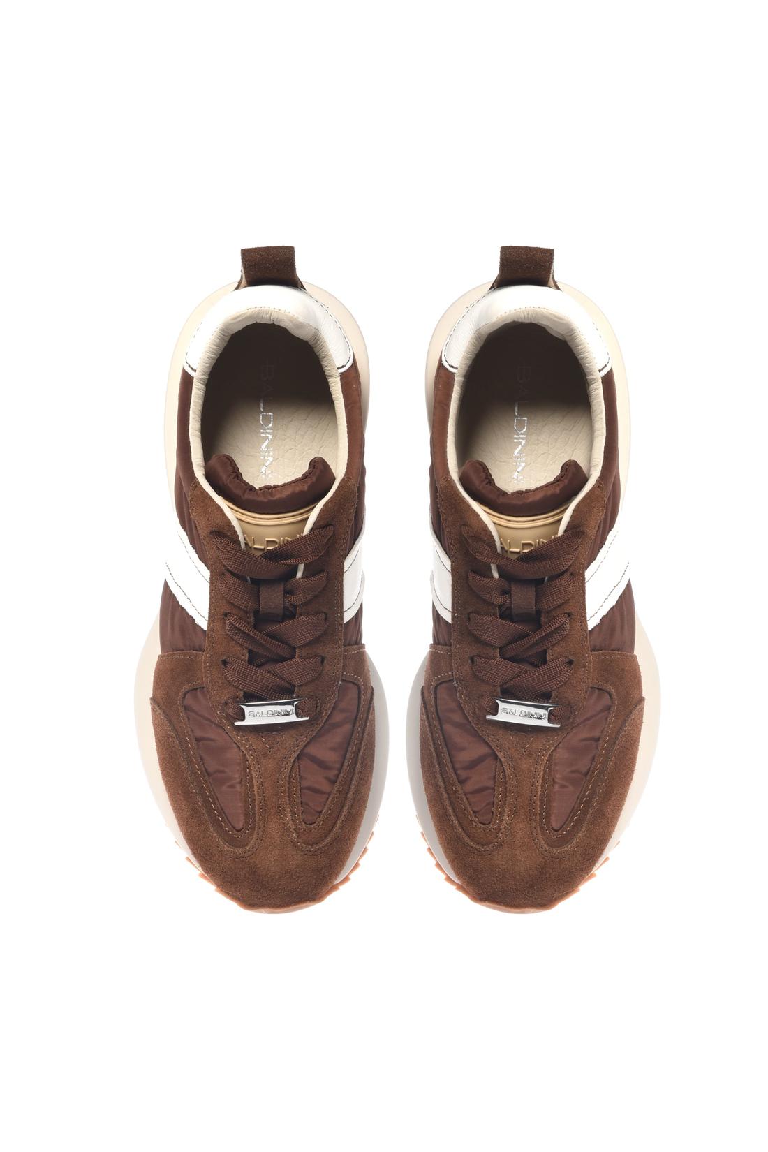 Baldinini-Brown leather and nylon sneakers﻿-Sneaker-Black-Deal-Outlet-by-ARCHIVIST