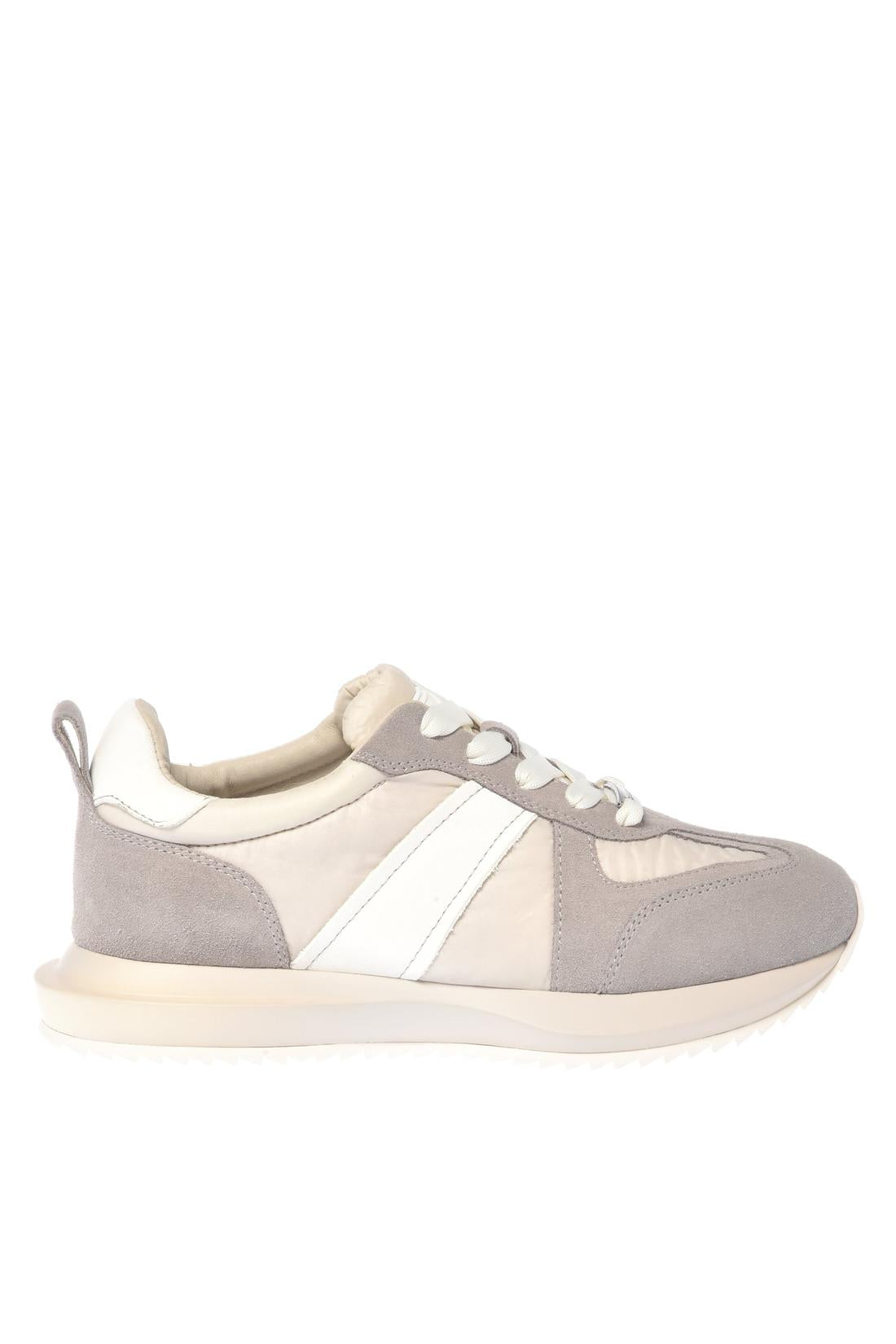 Baldinini-Taupe leather and vanilla nylon sneakers﻿-Sneaker-Black-Deal-Outlet-by-ARCHIVIST