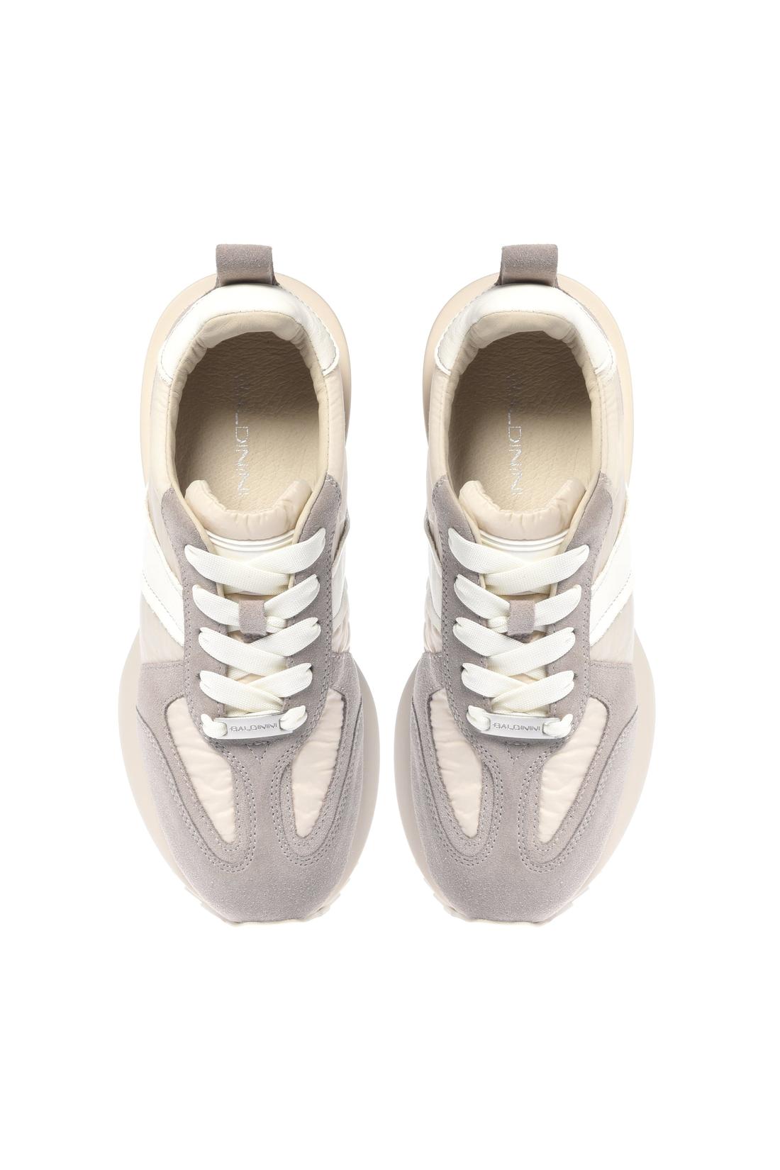 Baldinini-Taupe leather and vanilla nylon sneakers﻿-Sneaker-Black-Deal-Outlet-by-ARCHIVIST