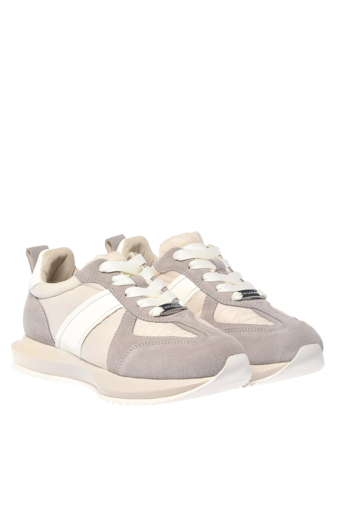 Baldinini-Taupe leather and vanilla nylon sneakers﻿-Sneaker-Black-Deal-Outlet-by-ARCHIVIST