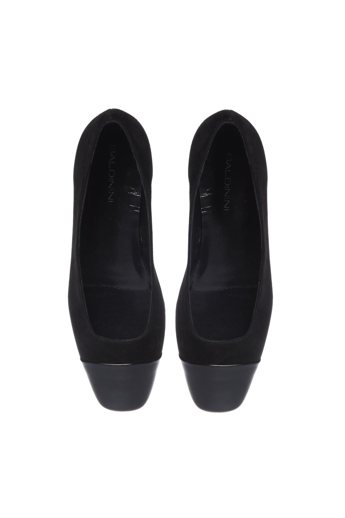 Baldinini-Black patent leather and suede ballerina flats-Flache Schuhe-Black-Deal-Outlet-by-ARCHIVIST