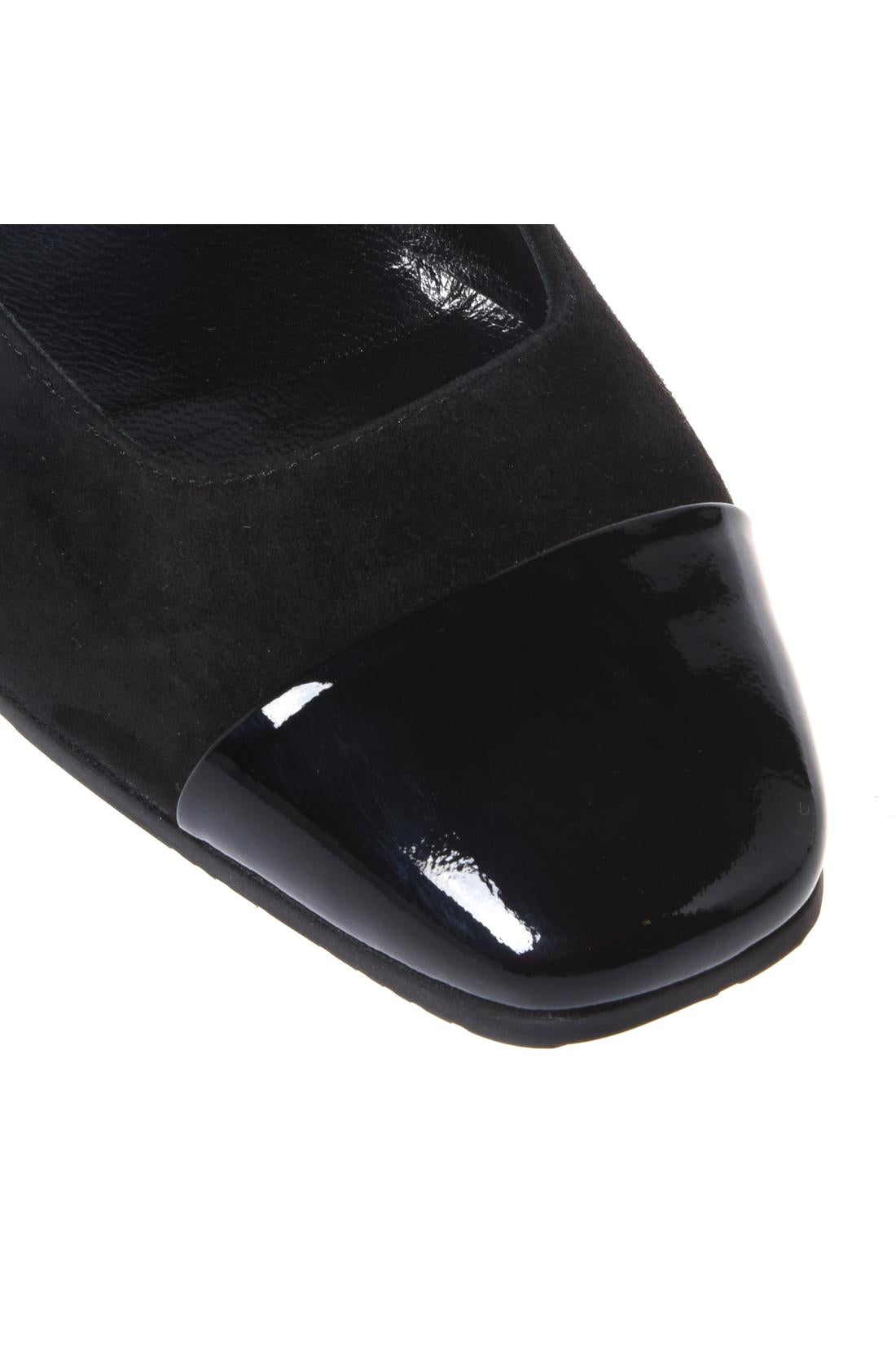 Baldinini-Black patent leather and suede ballerina flats-Flache Schuhe-Black-Deal-Outlet-by-ARCHIVIST
