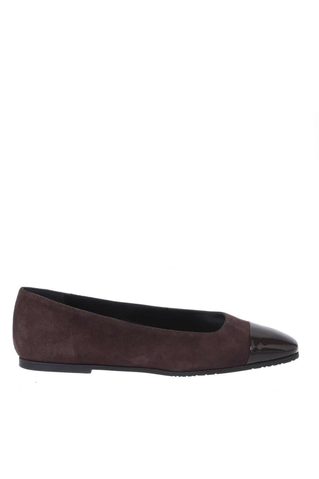 Baldinini-Dark brown patent leather and suede ballerina flats-Flache Schuhe-Black-Deal-Outlet-by-ARCHIVIST