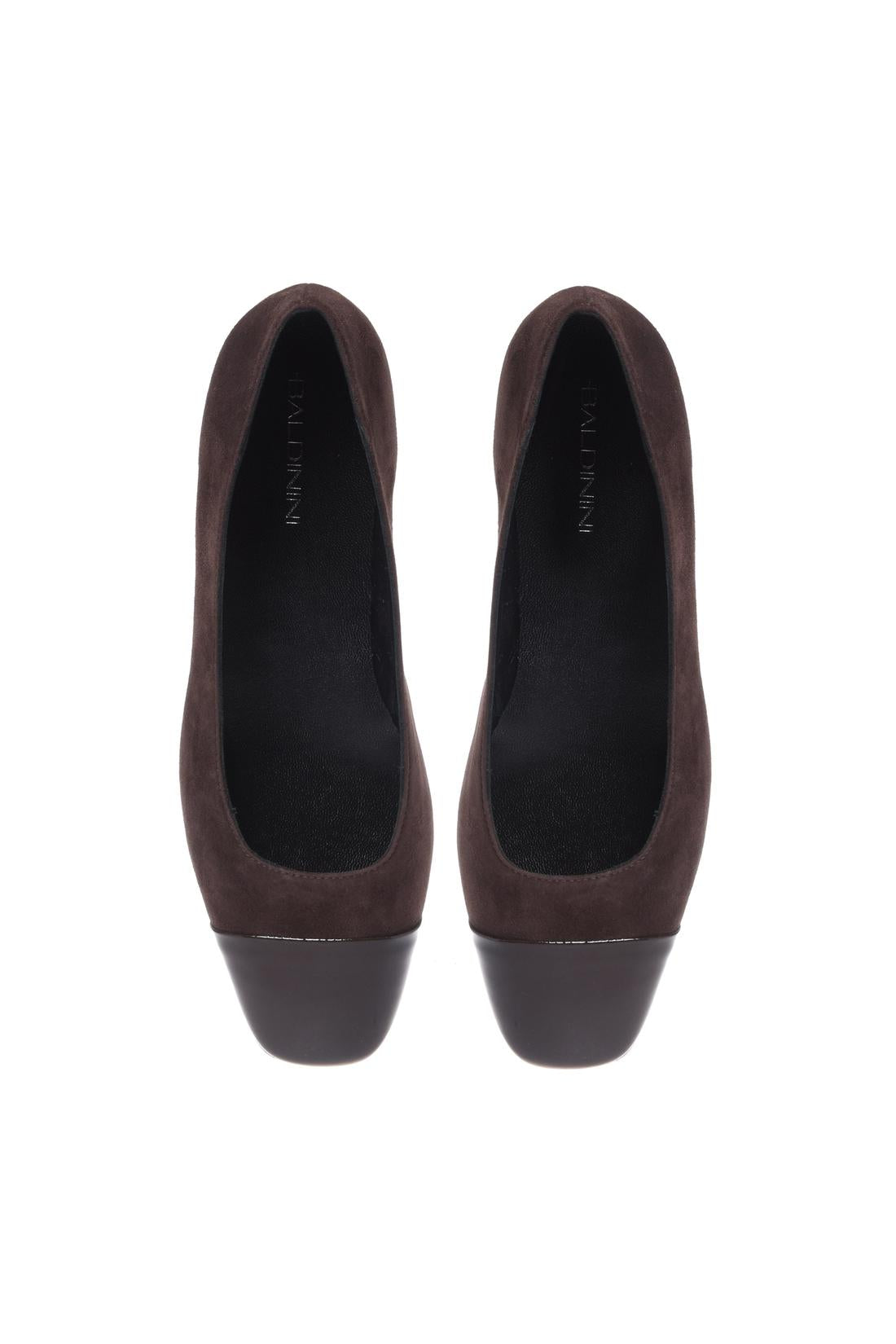 Baldinini-Dark brown patent leather and suede ballerina flats-Flache Schuhe-Black-Deal-Outlet-by-ARCHIVIST