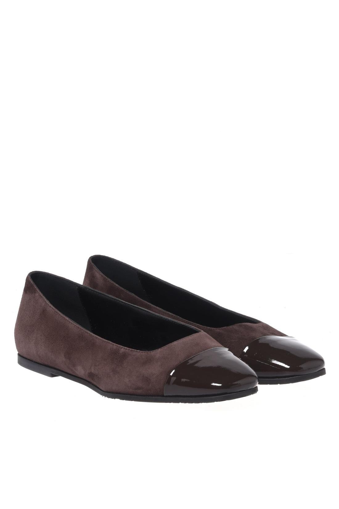 Baldinini-Dark brown patent leather and suede ballerina flats-Flache Schuhe-Black-Deal-Outlet-by-ARCHIVIST