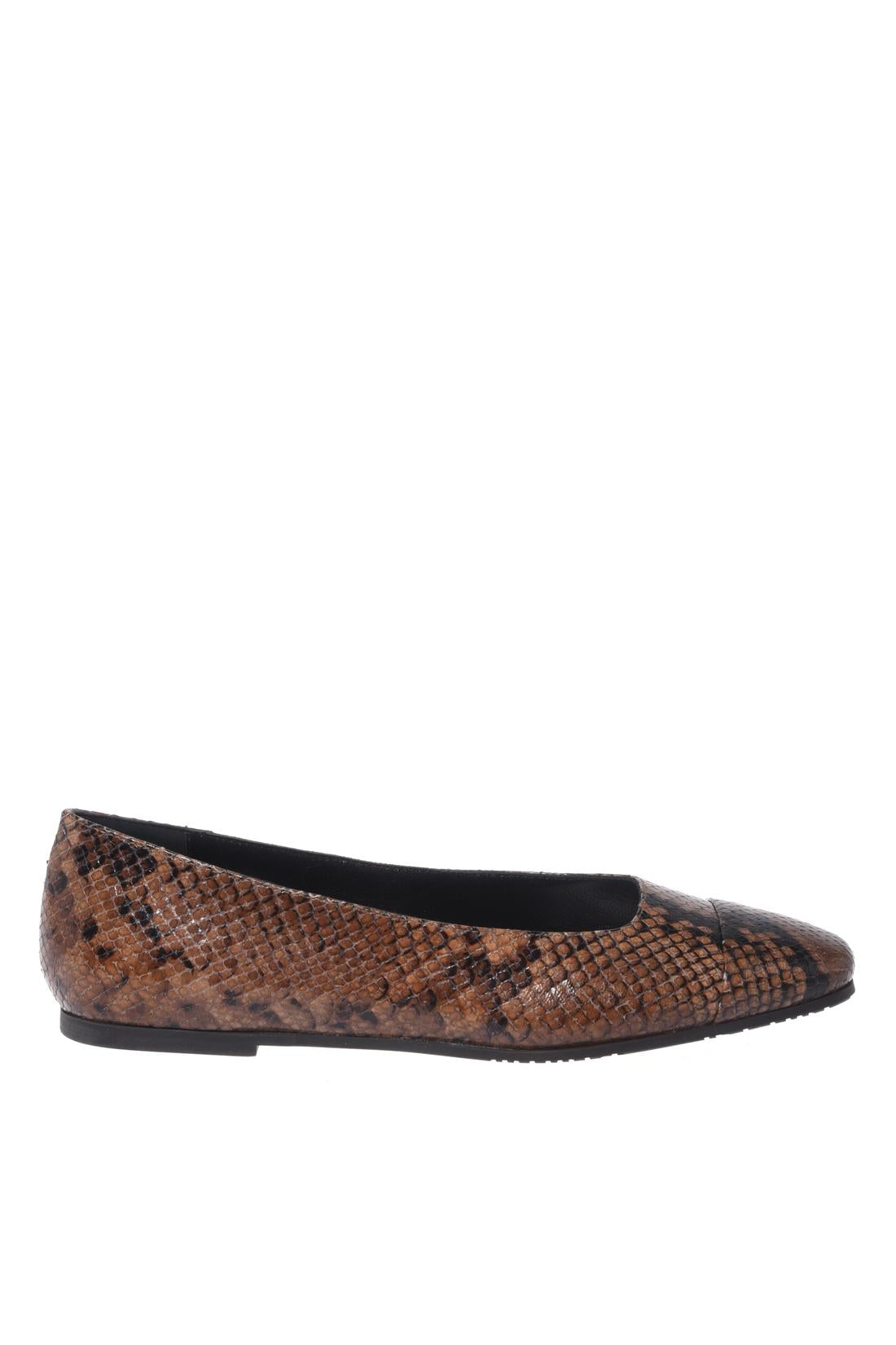 Brown snake print ballerina flats