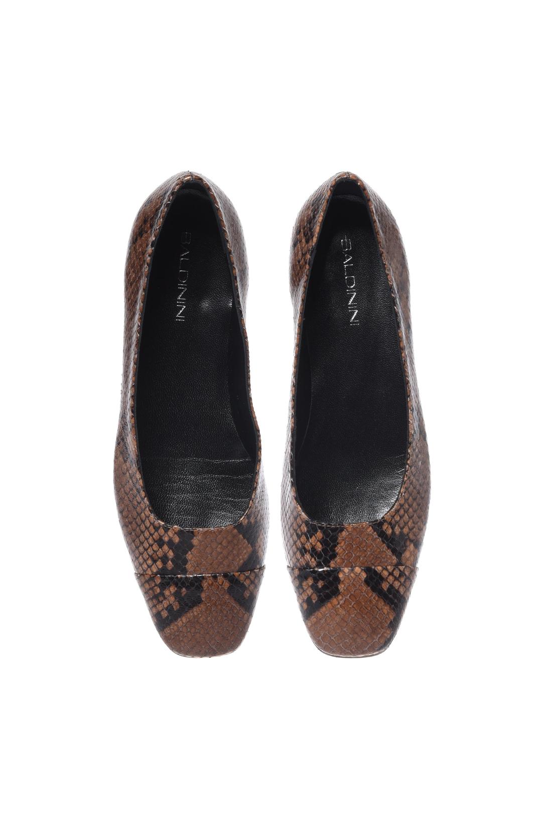 Brown snake print ballerina flats