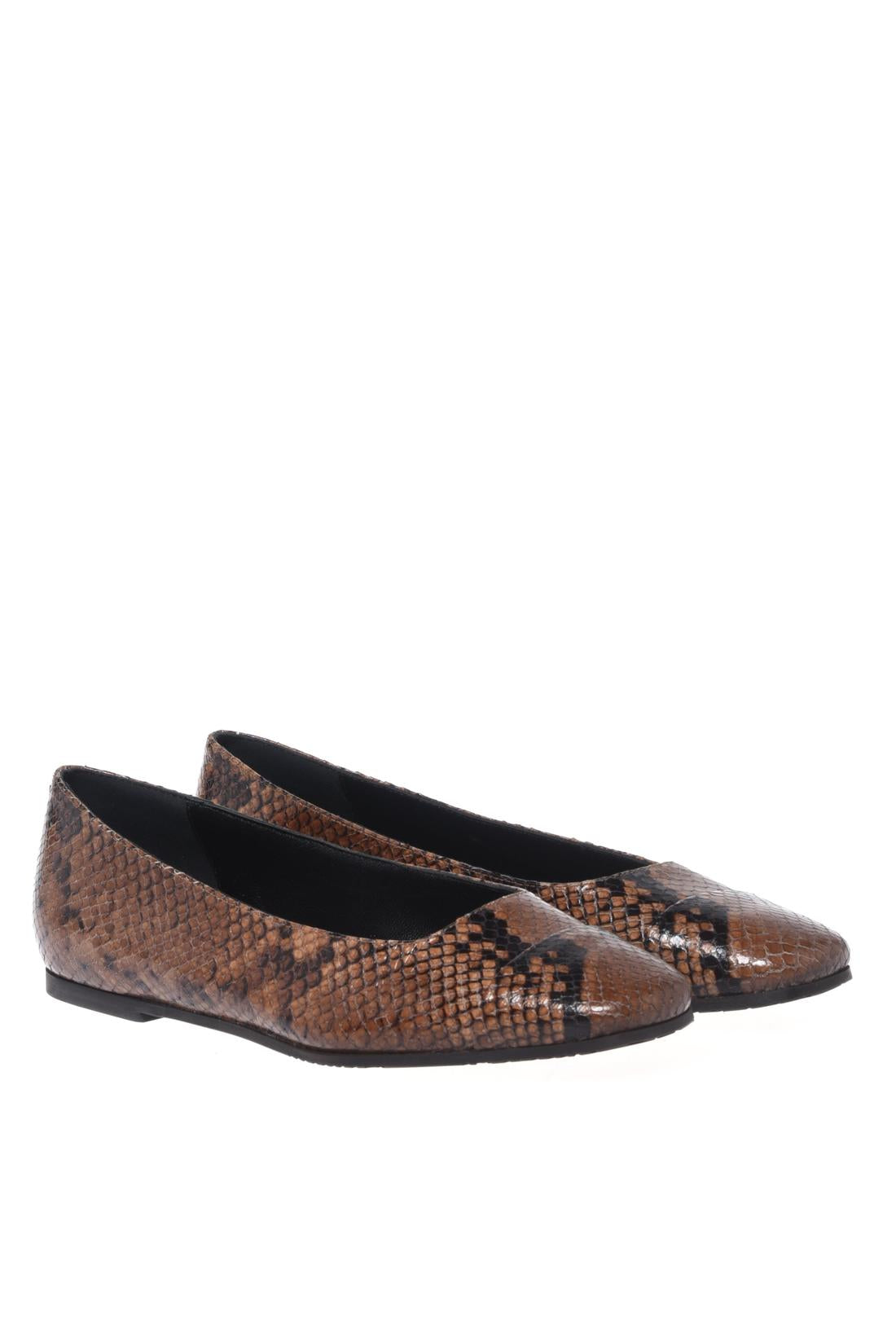 Brown snake print ballerina flats