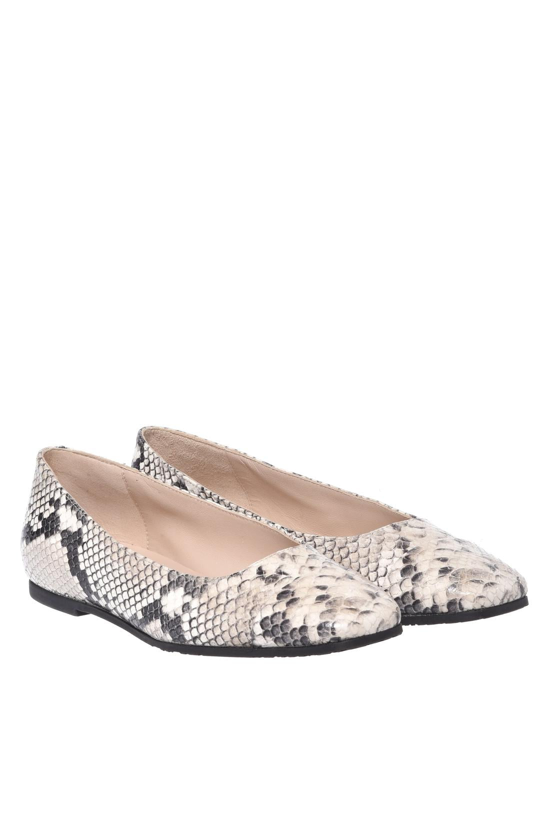 Grey snake print ballerina flats