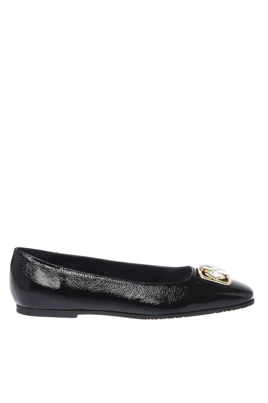 Baldinini-Black Naplak leather ballerina flats-Flache Schuhe-Black-Deal-Outlet-by-ARCHIVIST