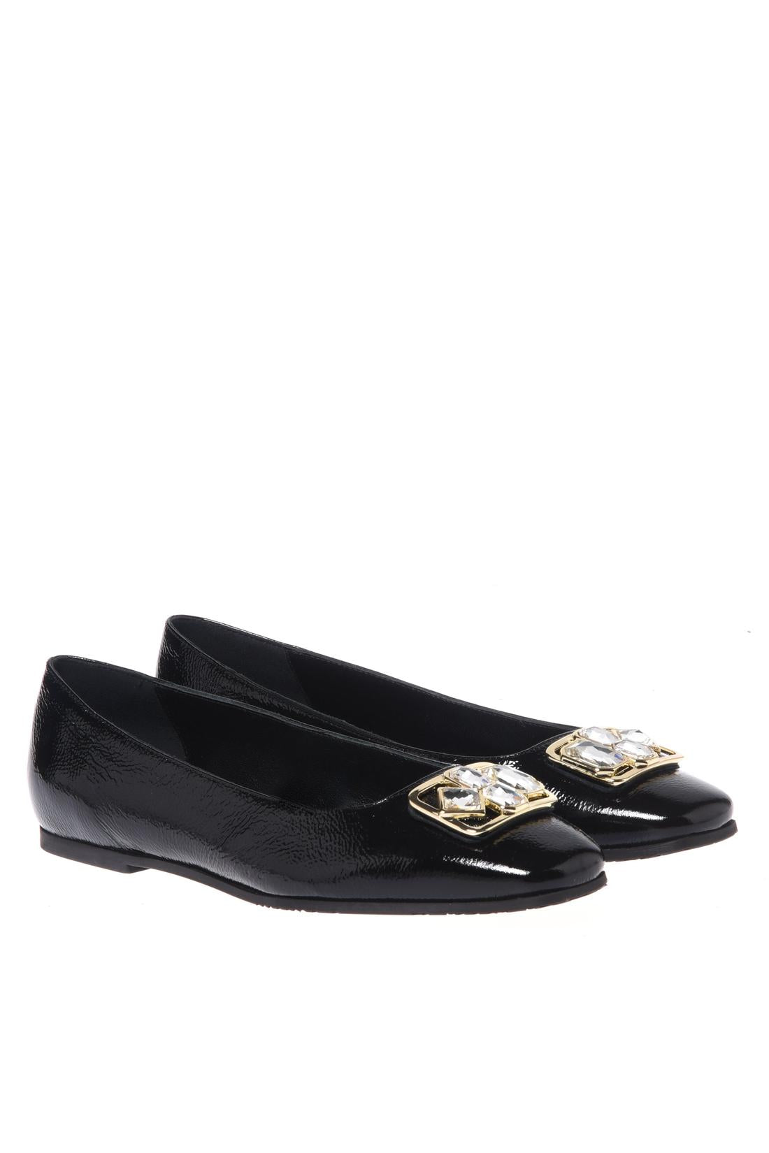 Baldinini-Black Naplak leather ballerina flats-Flache Schuhe-Black-Deal-Outlet-by-ARCHIVIST