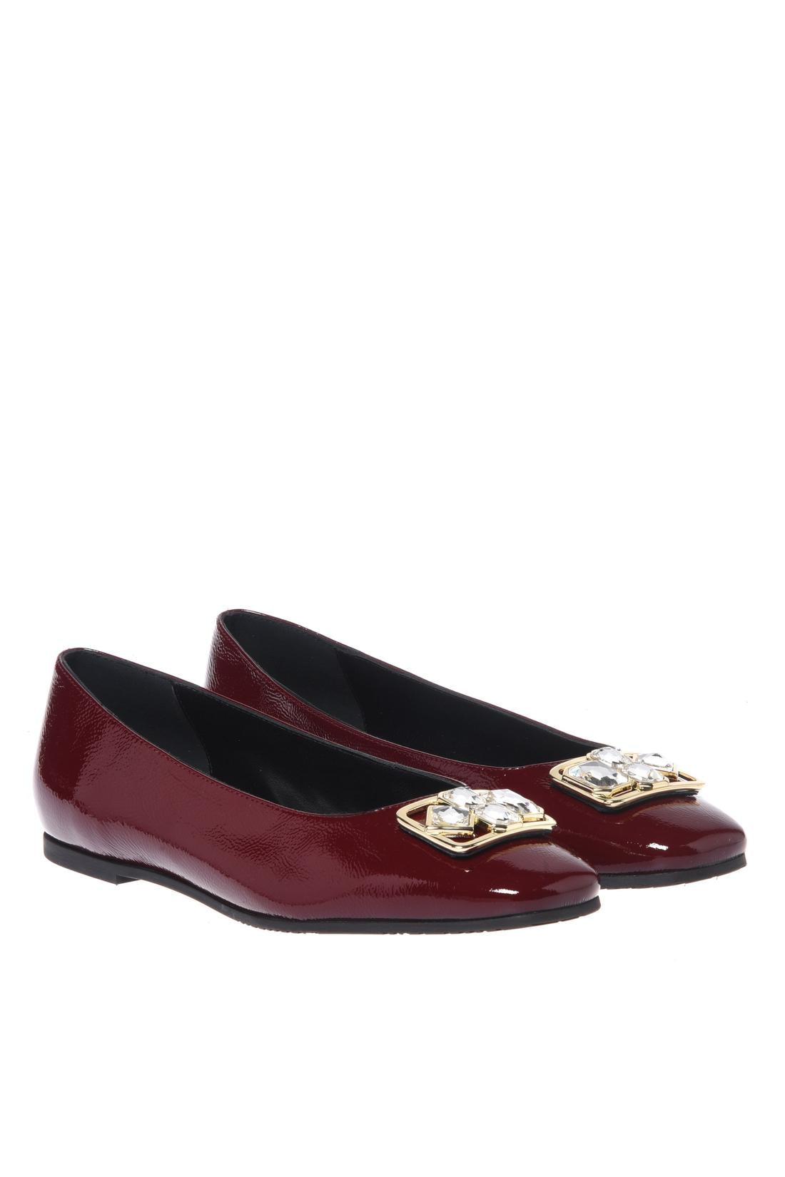 Baldinini-Burgundy Naplak leather ballerina flats-Flache Schuhe-Black-Deal-Outlet-by-ARCHIVIST